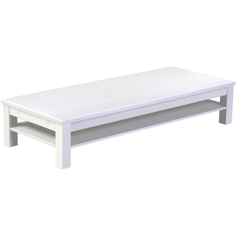 Couchtisch 200x80 Rio Classico Pinie Weiss massiver Pinien Holztisch mit Ablage