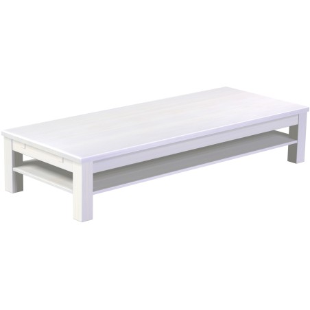 Couchtisch 200x80 Rio Classico Pinie Weiss massiver Pinien Holztisch mit Ablage