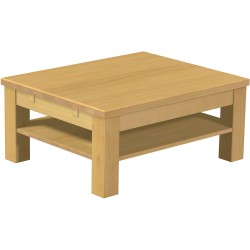 Couchtisch 90x73 Rio Classico Eiche hell massiver Pinien Holztisch mit Ablage