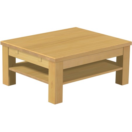 Couchtisch 90x73 Rio Classico Eiche hell massiver Pinien Holztisch mit Ablage