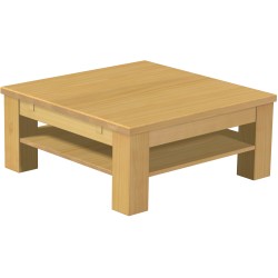 Couchtisch 90x90 Rio Classico Eiche hell massiver Pinien Holztisch mit Ablage