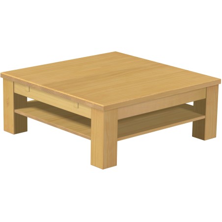 Couchtisch 100x100 Rio Classico Eiche hell massiver Pinien Holztisch mit Ablage