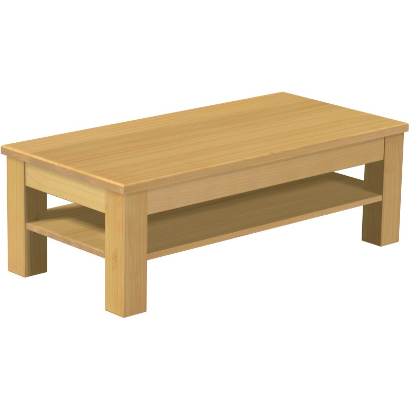 Couchtisch 115x56 Rio Classico Eiche hell massiver Pinien Holztisch mit Ablage