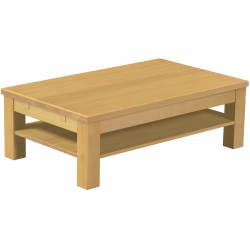 Couchtisch 120x73 Rio Classico Eiche hell massiver Pinien Holztisch mit Ablage