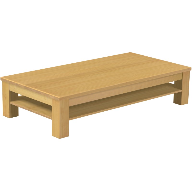 Couchtisch 180x90 Rio Classico Eiche hell massiver Pinien Holztisch mit Ablage