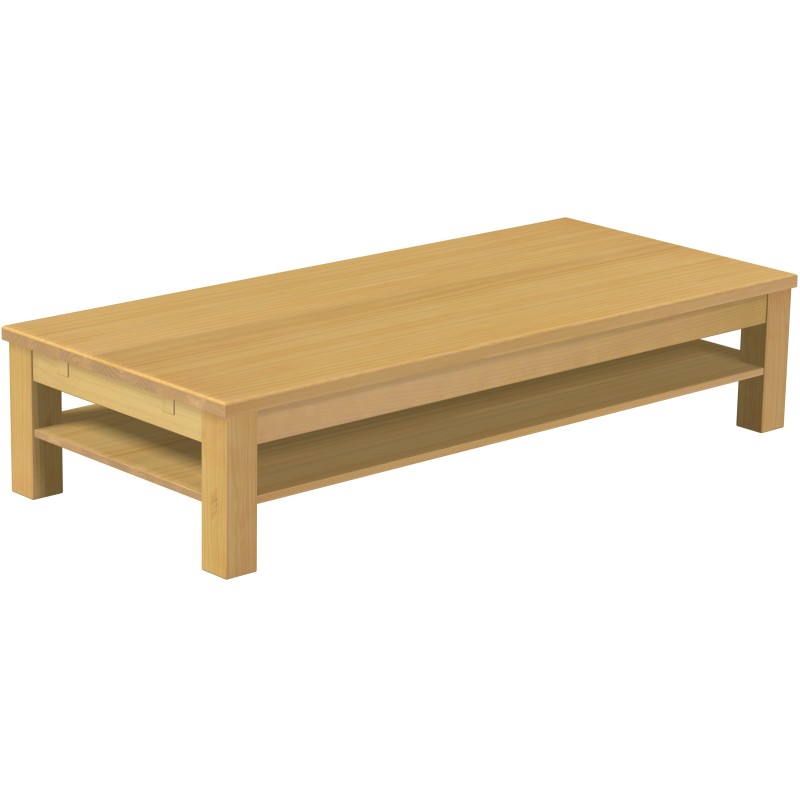 Couchtisch 180x80 Rio Classico Eiche hell massiver Pinien Holztisch mit Ablage