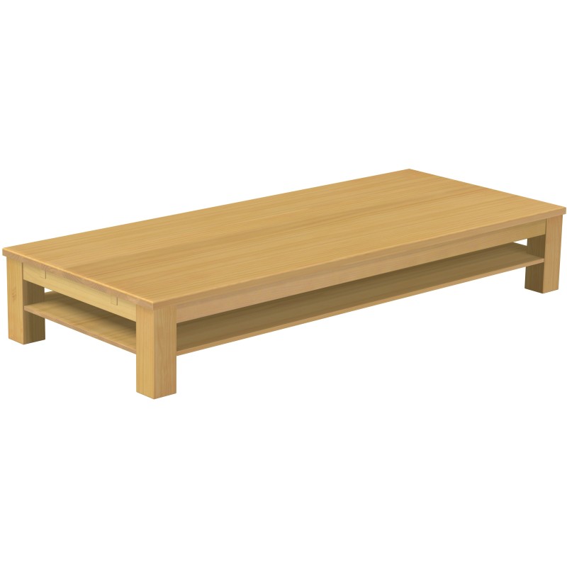 Couchtisch 240x100 Rio Classico Eiche hell massiver Pinien Holztisch mit Ablage