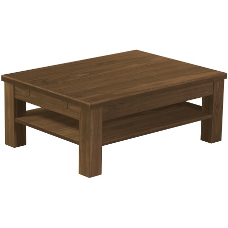 Couchtisch 100x73 Rio Classico Nussbaum massiver Pinien Holztisch mit Ablage