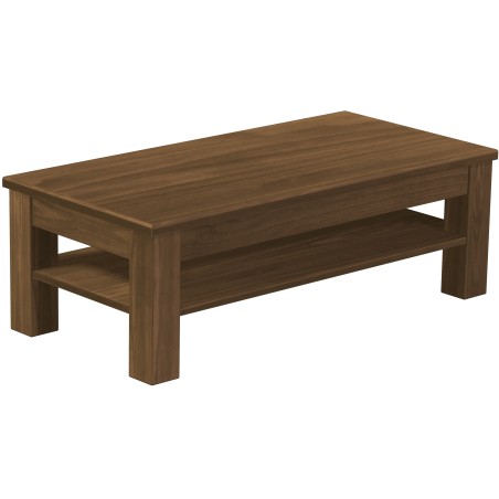 Couchtisch 115x56 Rio Classico Nussbaum massiver Pinien Holztisch mit Ablage