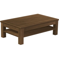 Couchtisch 120x73 Rio Classico Nussbaum massiver Pinien Holztisch mit Ablage