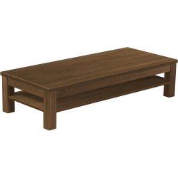 Couchtisch 170x73 Rio Classico Nussbaum massiver Pinien Holztisch mit Ablage