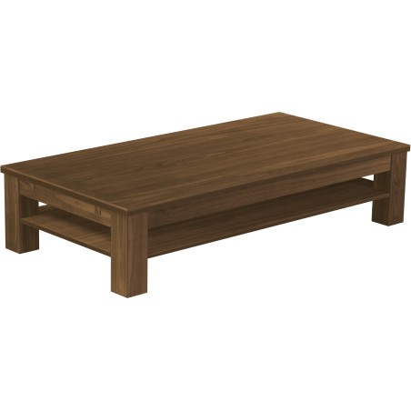 Couchtisch 180x90 Rio Classico Nussbaum massiver Pinien Holztisch mit Ablage