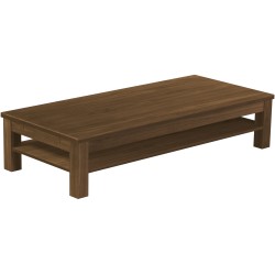 Couchtisch 180x80 Rio Classico Nussbaum massiver Pinien Holztisch mit Ablage