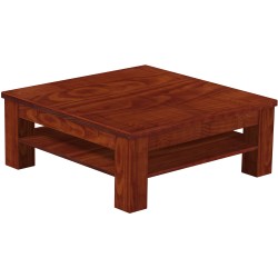 Couchtisch 100x100 Rio Classico Mahagoni massiver Pinien Holztisch mit Ablage
