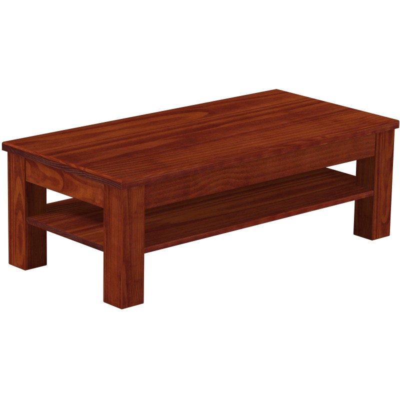 Couchtisch 115x56 Rio Classico Mahagoni massiver Pinien Holztisch mit Ablage