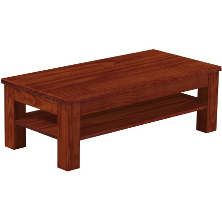 Couchtisch 115x56 Rio Classico Mahagoni massiver Pinien Holztisch mit Ablage