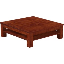 Couchtisch 120x120 Rio Classico Mahagoni massiver Pinien Holztisch mit Ablage