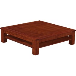 Couchtisch 140x140 Rio Classico Mahagoni mit Ablage massive Pinie  - Tischplatte mit Sperrholzeinlage