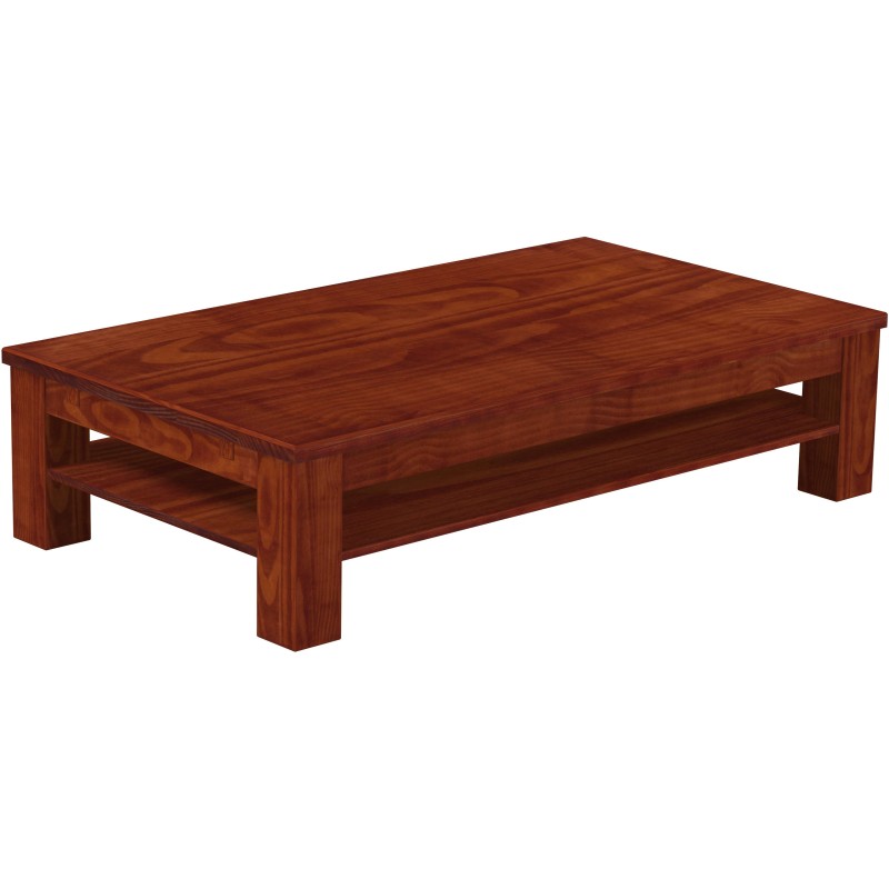 Couchtisch 160x90 Rio Classico Mahagoni massiver Pinien Holztisch mit Ablage