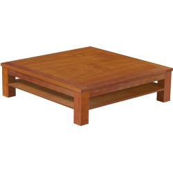 Couchtisch 140x140 Rio Classico Kirschbaum mit Ablage massive Pinie  - Tischplatte mit Sperrholzeinlage