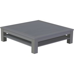 Couchtisch 140x140 Rio Classico Seidengrau mit Ablage massive Pinie  - Tischplatte mit Sperrholzeinlage