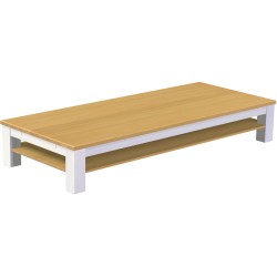 Couchtisch 240x100 Rio Classico Eiche hell Weiss massiver Pinien Holztisch mit Ablage