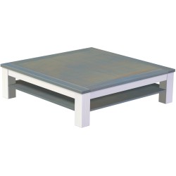 Couchtisch 140x140 Rio Classico Taubengrau Weiss mit Ablage massive Pinie  - Tischplatte mit Sperrholzeinlage