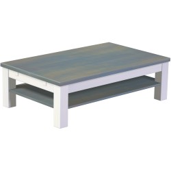 Couchtisch 130x80 Rio Classico Taubengrau Weiss massiver Pinien Holztisch mit Ablage