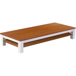 Couchtisch 240x100 Rio Classico Kirschbaum Weiss massiver Pinien Holztisch mit Ablage