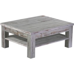 Couchtisch 90x73 Rio Classico Shabby Eiche massiver Pinien Holztisch mit Ablage