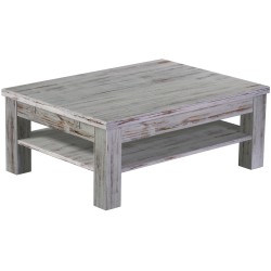 Couchtisch 100x73 Rio Classico Shabby Eiche massiver Pinien Holztisch mit Ablage