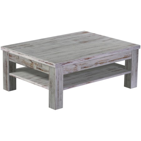 Couchtisch 100x73 Rio Classico Shabby Eiche massiver Pinien Holztisch mit Ablage
