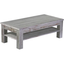 Couchtisch 115x56 Rio Classico Shabby Eiche massiver Pinien Holztisch mit Ablage