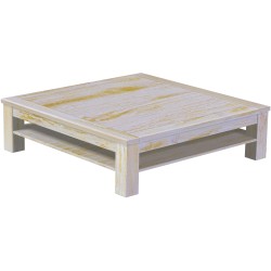 Couchtisch 140x140 Rio Classico Shabby Honig mit Ablage massive Pinie  - Tischplatte mit Sperrholzeinlage