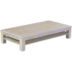 Couchtisch 200x100 Rio Classico Shabby Honig massiver Pinien Holztisch mit Ablage