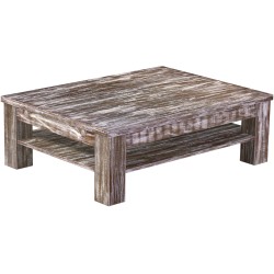 Couchtisch 120x90 Rio Classico Shabby Antik Eiche massiver Pinien Holztisch mit Ablage