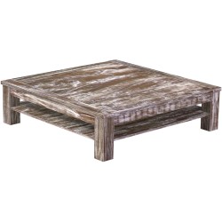 Couchtisch 140x140 Rio Classico Shabby Antik Eiche mit Ablage massive Pinie  - Tischplatte mit Sperrholzeinlage
