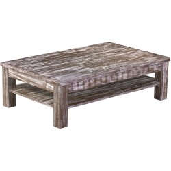 Couchtisch 130x80 Rio Classico Shabby Antik Eiche massiver Pinien Holztisch mit Ablage