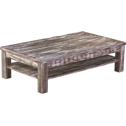 Couchtisch 140x80 Rio Classico Shabby Antik Eiche massiver Pinien Holztisch mit Ablage