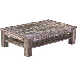 Couchtisch 140x90 Rio Classico Shabby Antik Eiche massiver Pinien Holztisch mit Ablage