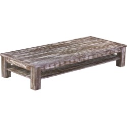 Couchtisch 208x90 Rio Classico Shabby Antik Eiche massiver Pinien Holztisch mit Ablage