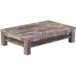 Couchtisch 160x100 Rio Classico Shabby Antik Eiche massiver Pinien Holztisch mit Ablage