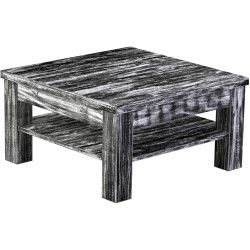 Couchtisch 73x73 Rio Classico Shabby Antik Ebenholz massiver Pinien Holztisch mit Ablage