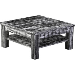 Couchtisch 80x80 Rio Classico Shabby Antik Ebenholz massiver Pinien Holztisch mit Ablage