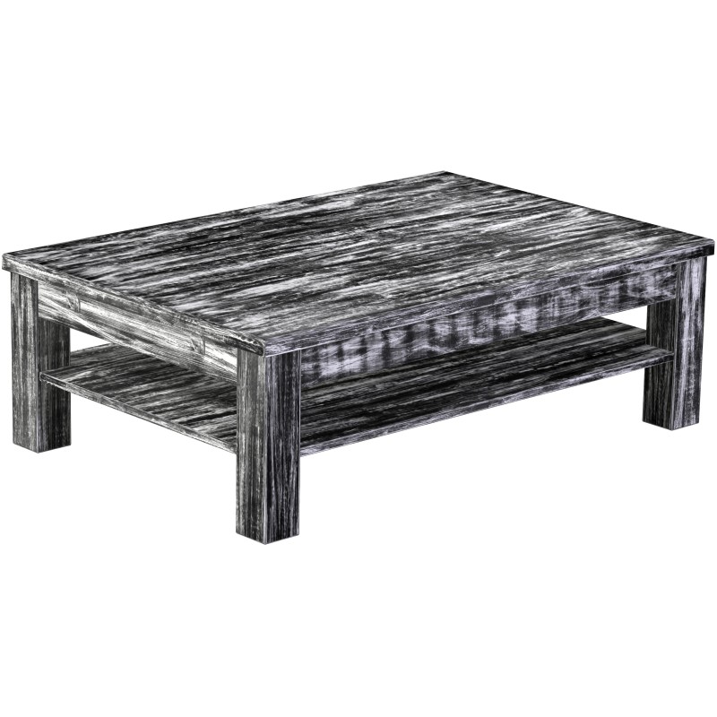 Couchtisch 120x80 Rio Classico Shabby Antik Ebenholz massiver Pinien Holztisch mit Ablage