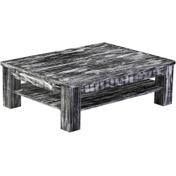 Couchtisch 120x90 Rio Classico Shabby Antik Ebenholz massiver Pinien Holztisch mit Ablage