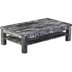 Couchtisch 140x80 Rio Classico Shabby Antik Ebenholz massiver Pinien Holztisch mit Ablage