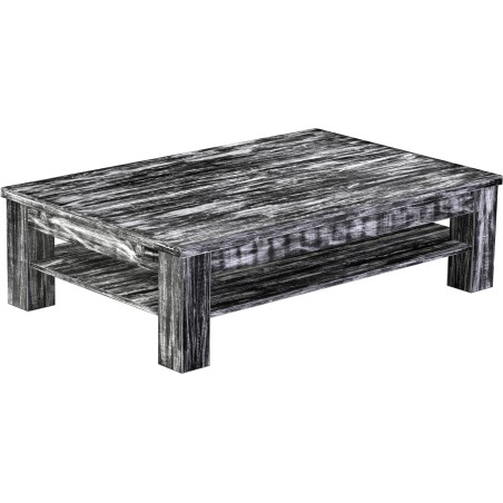 Couchtisch 140x90 Rio Classico Shabby Antik Ebenholz massiver Pinien Holztisch mit Ablage