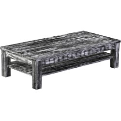 Couchtisch 150x73 Rio Classico Shabby Antik Ebenholz massiver Pinien Holztisch mit Ablage