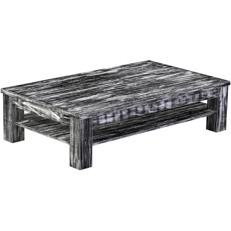 Couchtisch 150x90 Rio Classico Shabby Antik Ebenholz massiver Pinien Holztisch mit Ablage